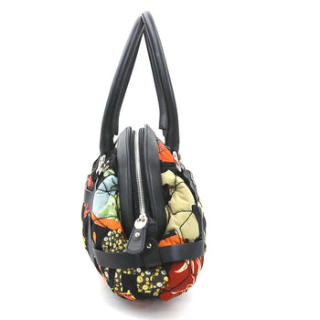 Salvatore Ferragamo Shoulder Bag Nylon Leather Black Multicolor Silver