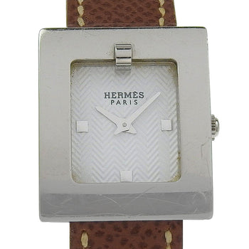 Herms Be1.110 Women'S Stainless Steel And Leather Strap Watch