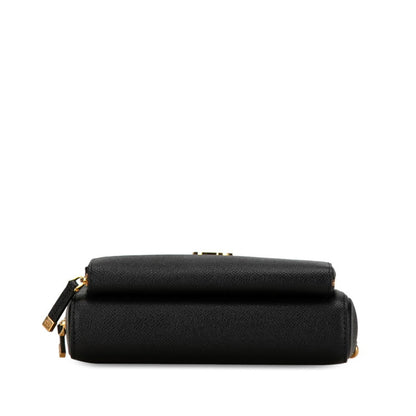 Christian Dior Dior Caro Double Pouch Shoulder Bag Black Leather