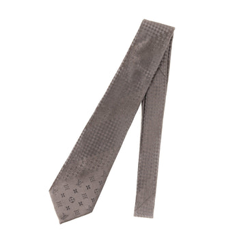 Louis Vuitton Men'S Damier Mix Monogram Silk Cravate Tie In Charcoal