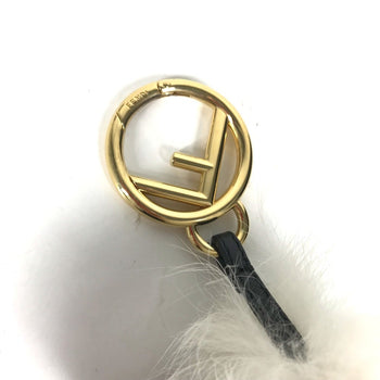 Fendi Fendi Fur Rhinestone Zucca Logo Monster Space Monkey Keychain Bag Charm Canvas