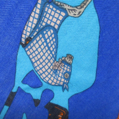 Hermes Tout En Carre "It'S All In The Carr" Lozenge Deformed Diamond Scarf/Muffler Blue