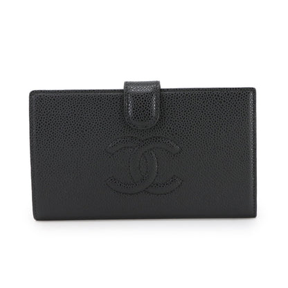 Chanel Caviar Leather Bifold Long Wallet In Black (A13498)