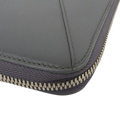 Balenciaga Paper Continental 504547 1110 Y 203437 Round Long Wallet Leather Grey