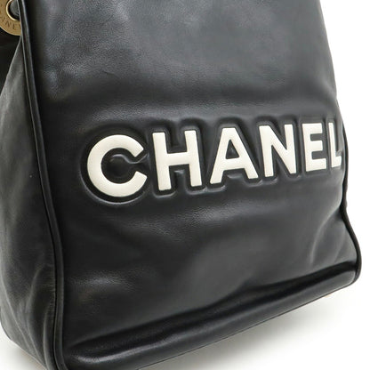 Chanel Camellia Tote Bag Shoulder Leather Black White A20856