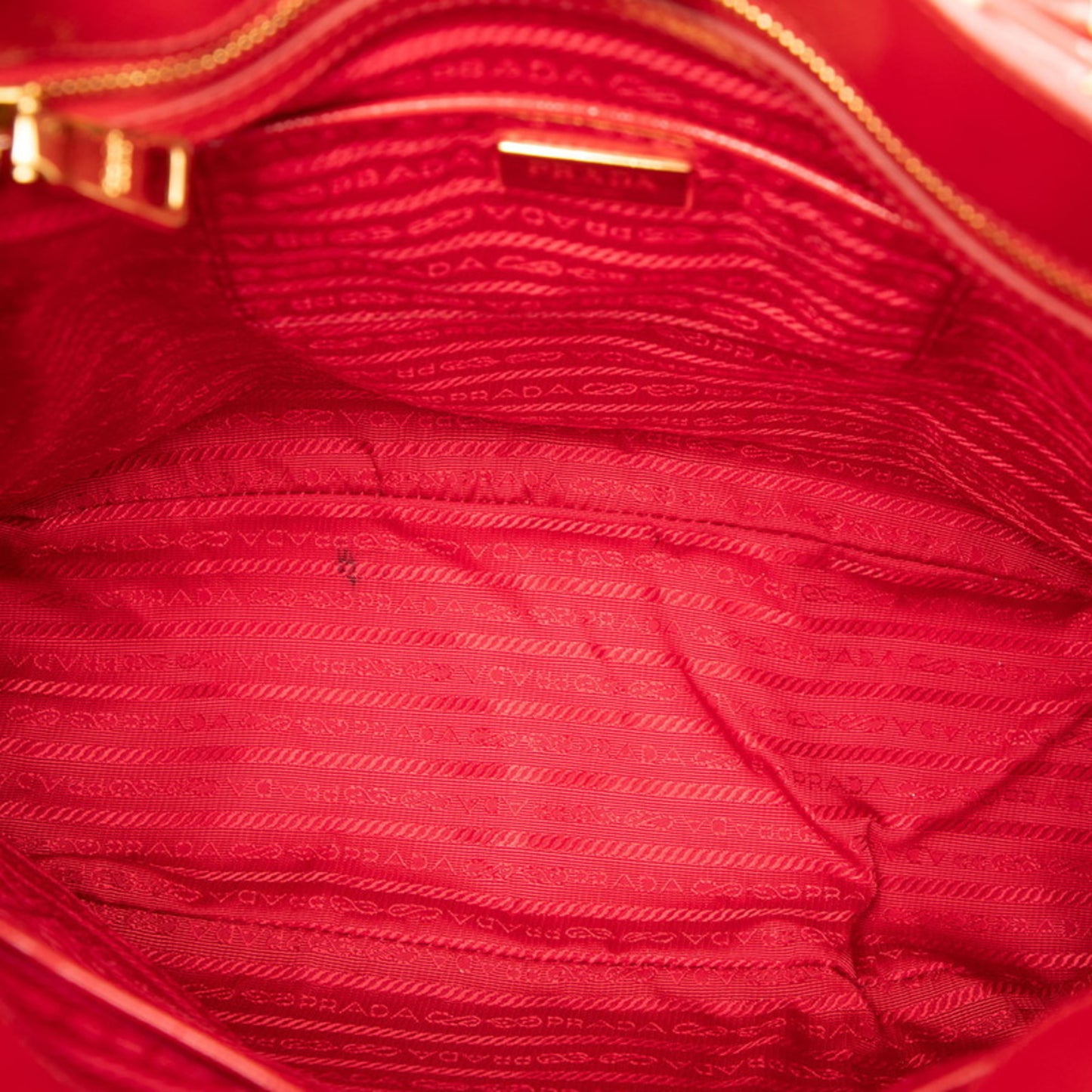 Prada Triangle Logo Plate Handbag Red Leather