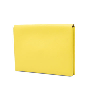 Herms Calvi Gm Clutch Bag Yellow Epsom Leather