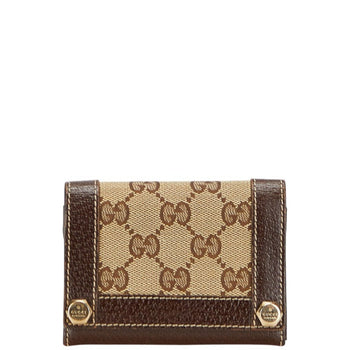 Gucci Gg Canvas Business Card Case 154165 Beige Brown Leather
