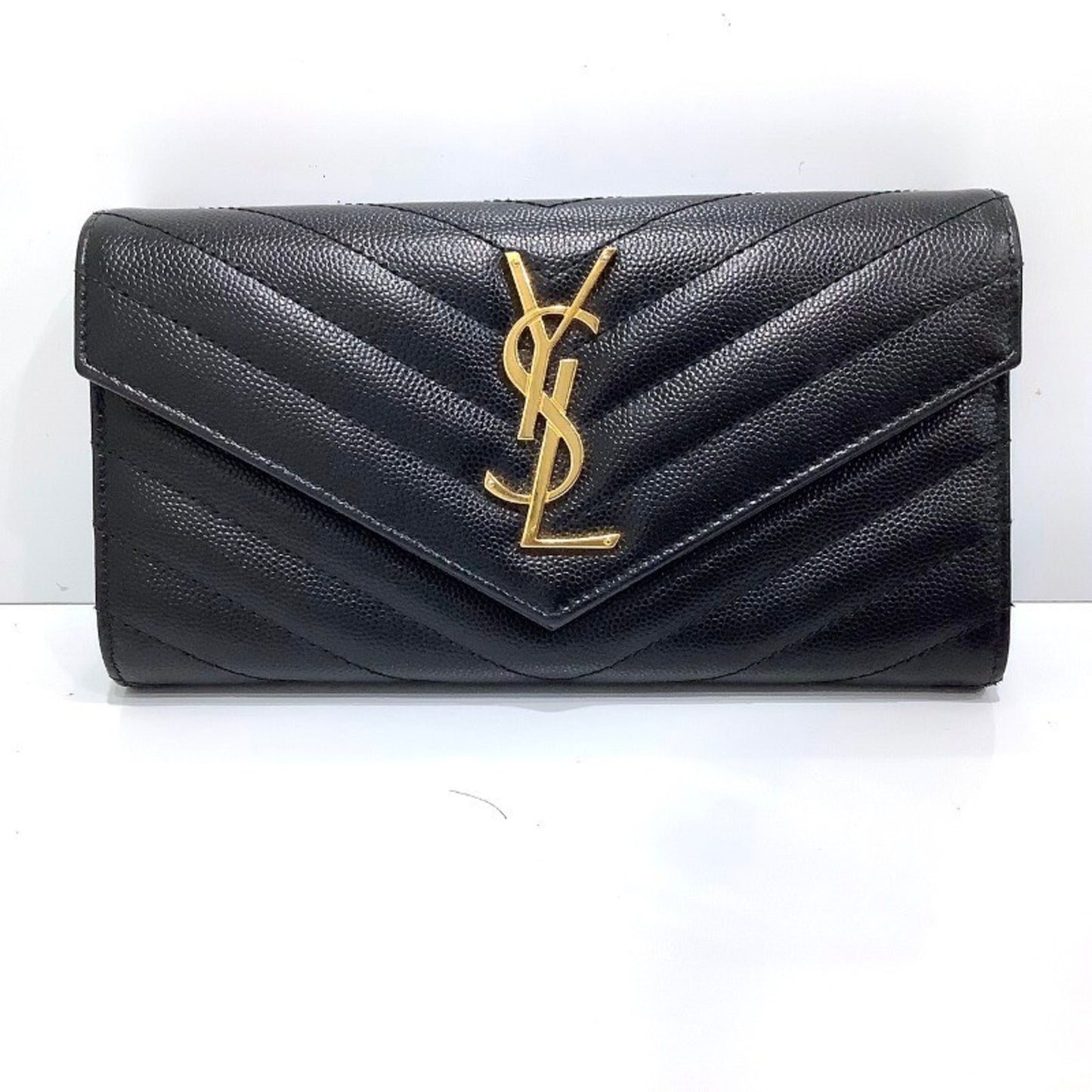 Yves Saint Laurent Saint Laurent Paris Caviar Quilted Long Flap Wallet