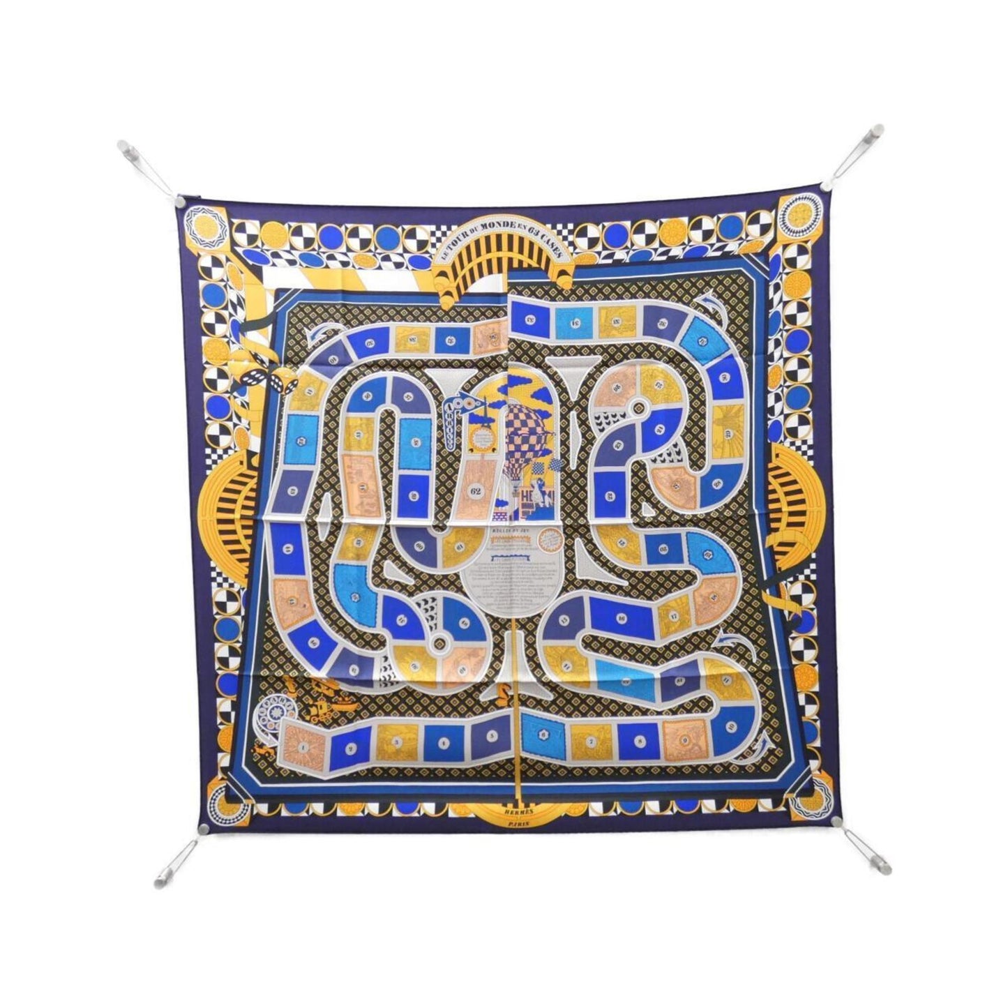 Hermes Herms Le Tour Du Monde En 63 Cases Carr 003177S Scarf