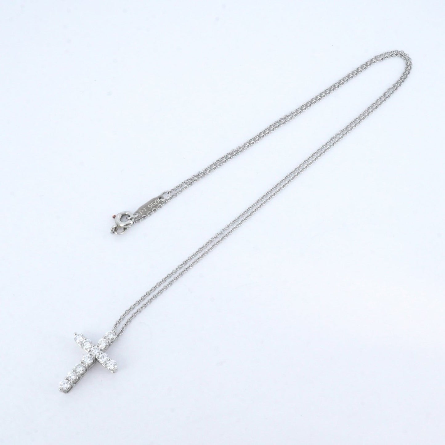 Tiffany Small Cross Necklace 11Pd Pt950 Platinum Diamond