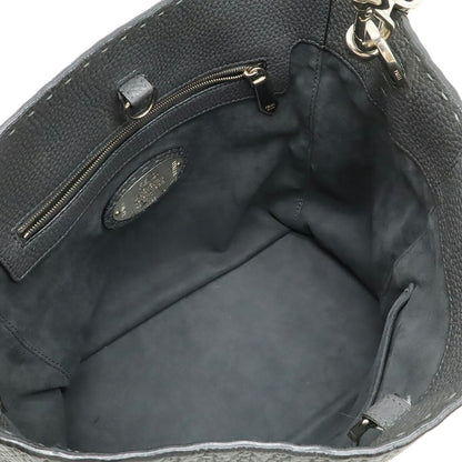 Fendi Selleria Anna Small Handbag/Shoulder Bag In Dark Grey Leather