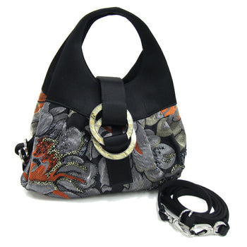 Bvlgari Handbag Chandra Black Multicolor Satin Beads Embroidery