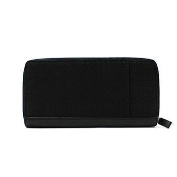 Coach Organizer Round Zip Long Wallet In Black Canvas And Leather
