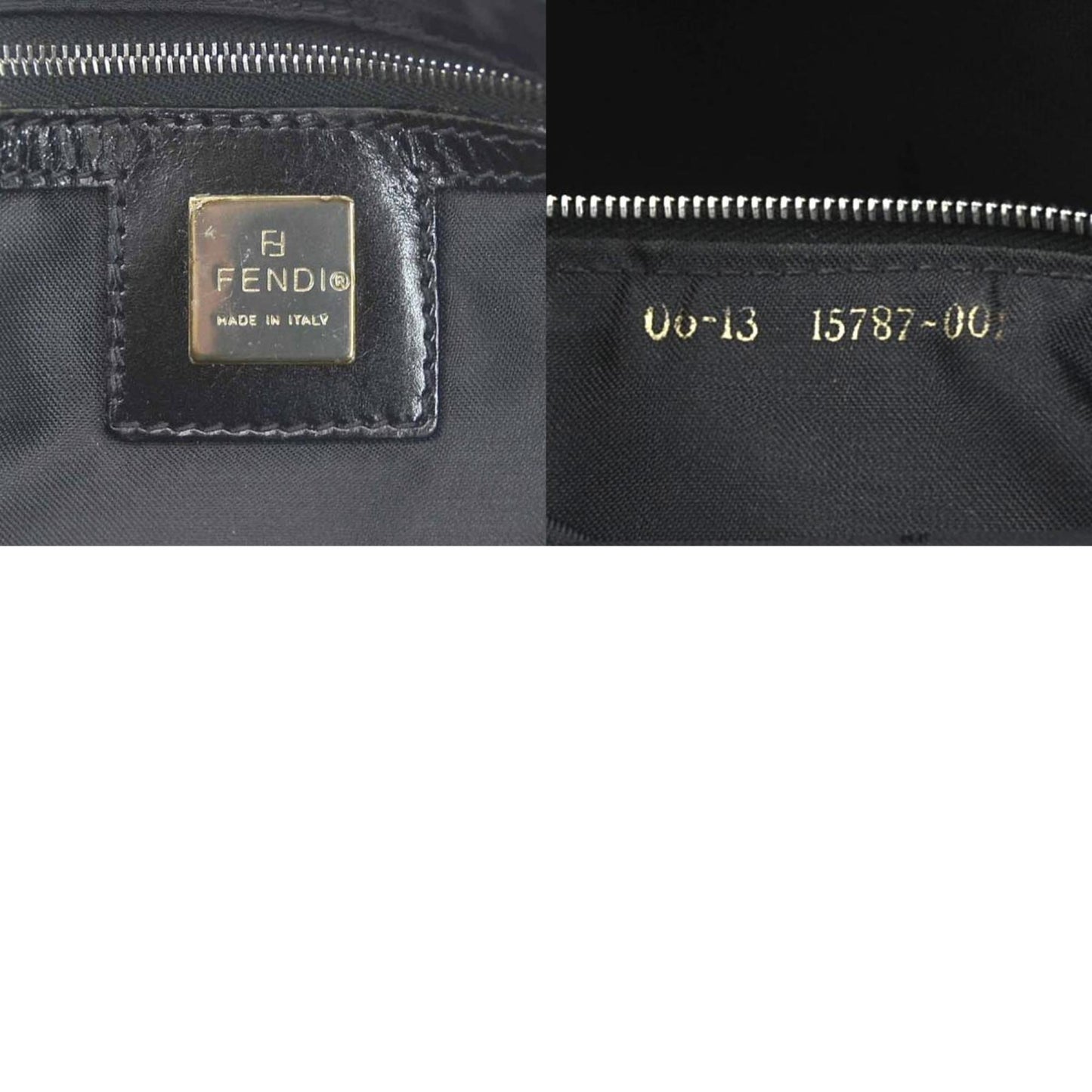 Fendi Zucca Nylon Canvas And Leather Handbag In Black Silver For Women