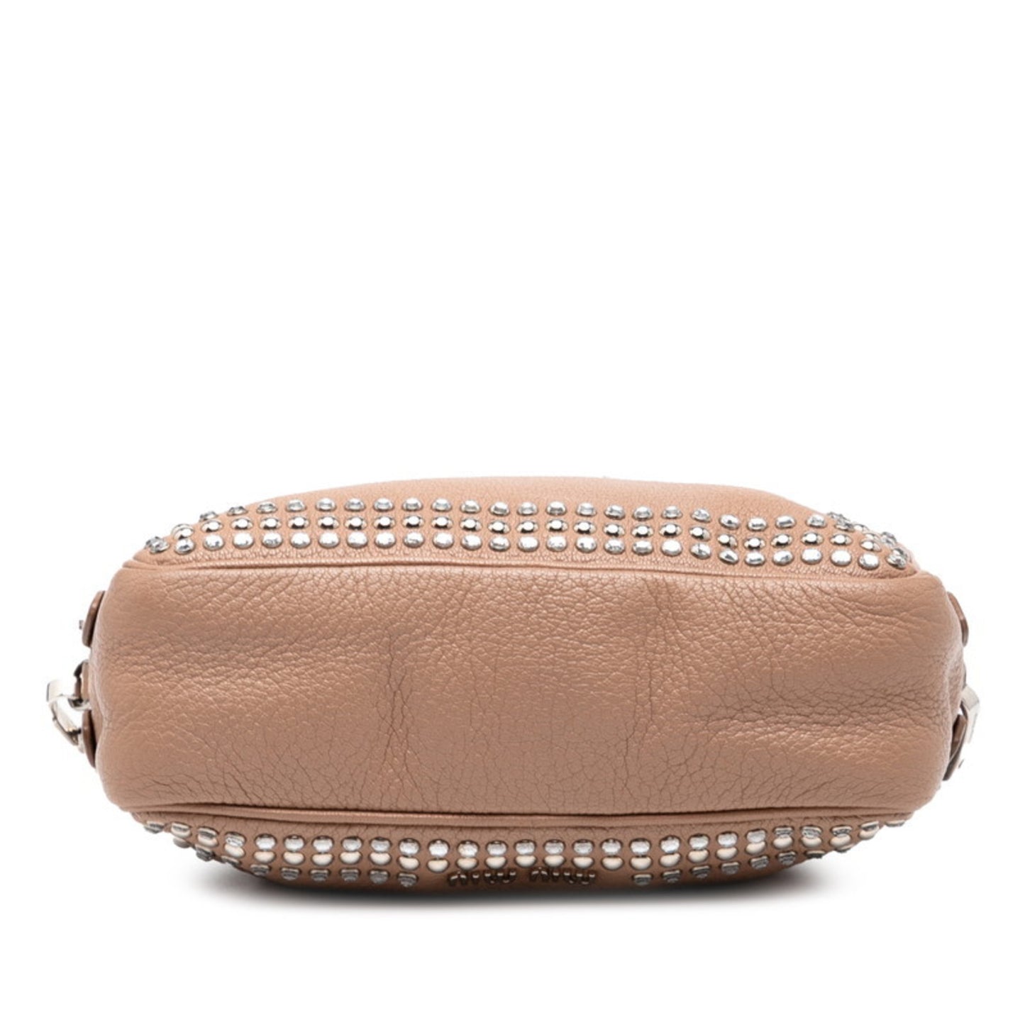 Miu Miu Miu Ribbon Motif Shoulder Bag In Pink Beige Leather