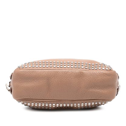 Miu Miu Miu Ribbon Motif Shoulder Bag In Pink Beige Leather