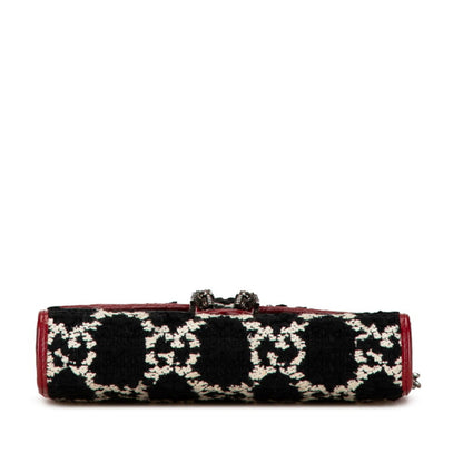 Gucci Gg Dionysus Chain Shoulder Wallet 401231 Black Red Tweed Leather