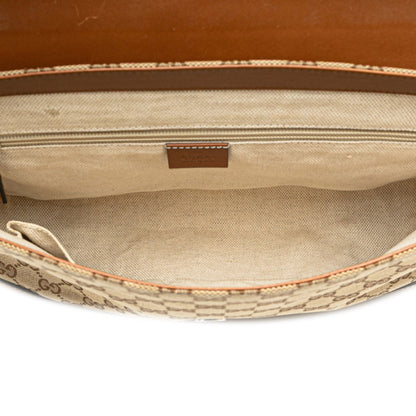 Gucci Gg Canvas Shoulder Bag 353401 Beige Brown Leather