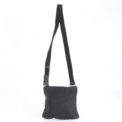 Prada Tessuto Nylon Triangle Logo Leather Shoulder Bag Messenger Black
