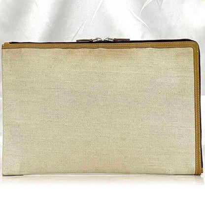 Balenciaga Clutch Bag Ec-22272 Beige Natural 419994 Handbag Canvas Leather 9260 D 535269 Balenciaga