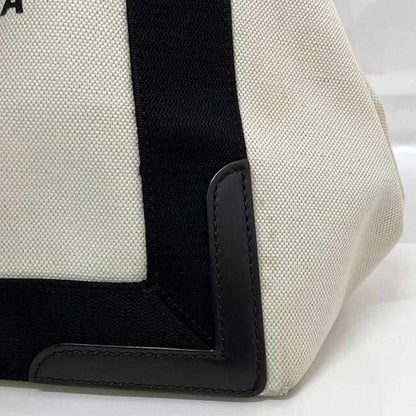 Balenciaga Tote Bag Navy Cabas Ec-23052 Natural White Black 339933 Canvas Leather 1081 U 002123