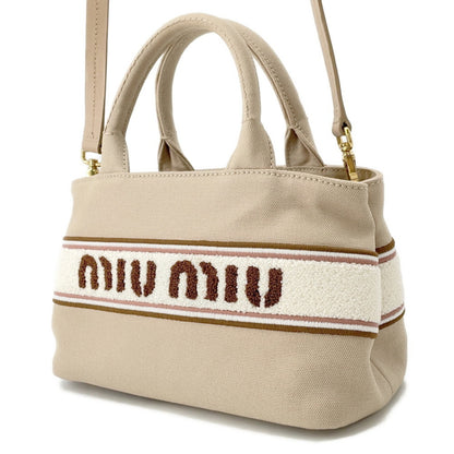 Miu Miu Miu Canvas Handbag 5Ba253 2-Way Shoulder Bag