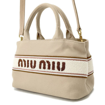 Miu Miu Miu Canvas Handbag 5Ba253 2-Way Shoulder Bag