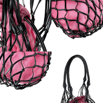 Prada Prada Handbag Leather Nylon Black Pink Silver