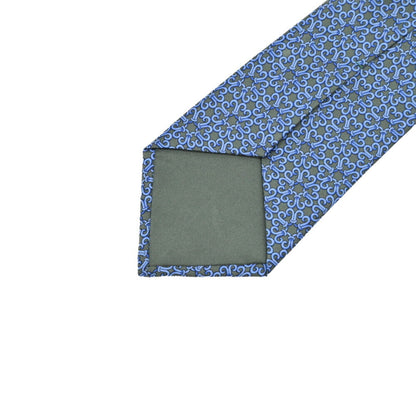 Hermes Hermes Tie Pattern 100% Silk Light Blue Green