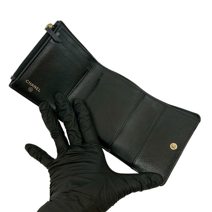 Chanel Matelasse Coco Mark Caviar Leather Tri-Fold Wallet