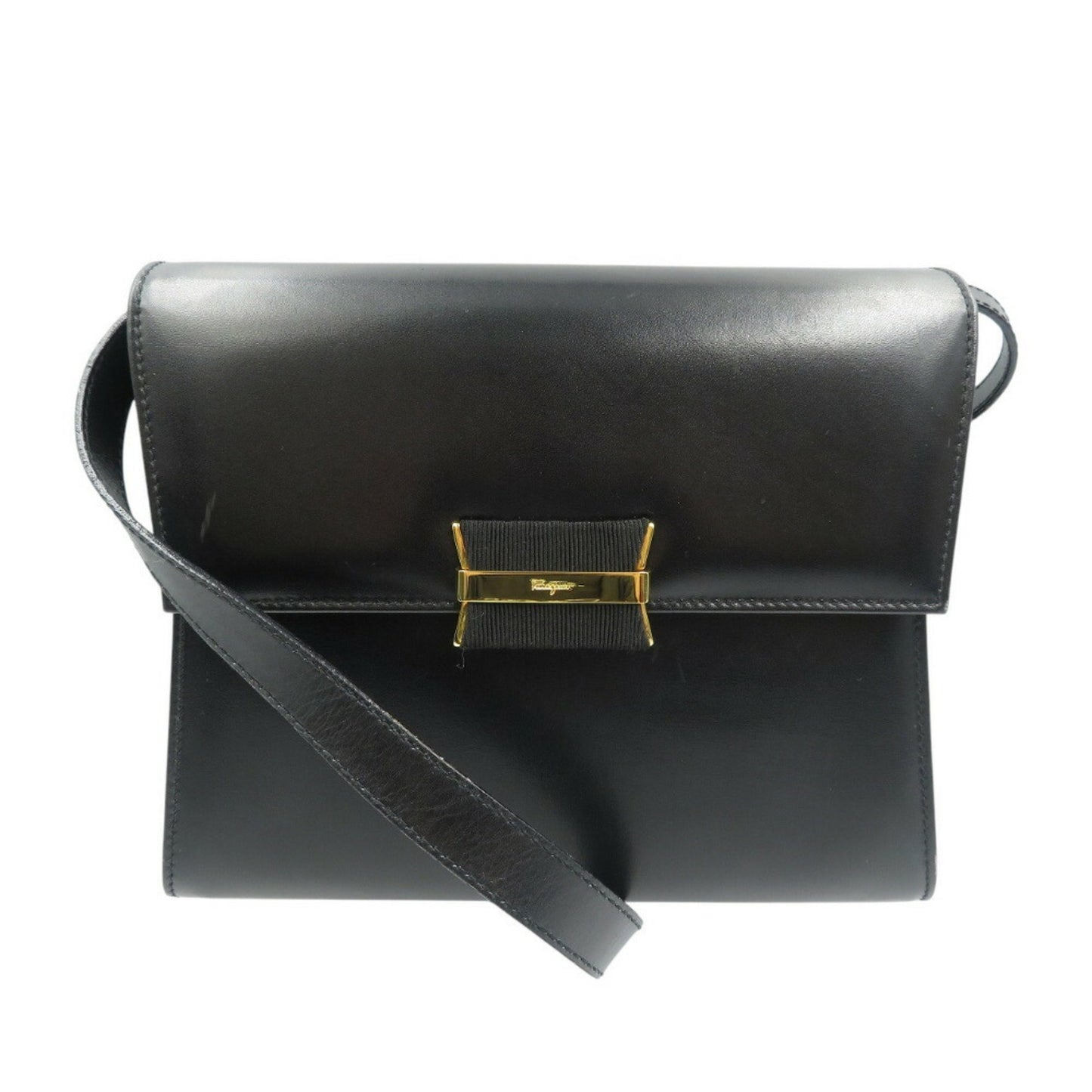 Salvatore Ferragamo L21 5714 Leather Black Shoulder Bag 0524Salvatore