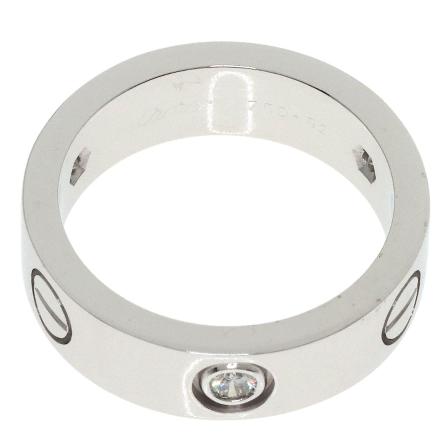 Cartier Love Ring 3P Diamond #52 18K White Gold
