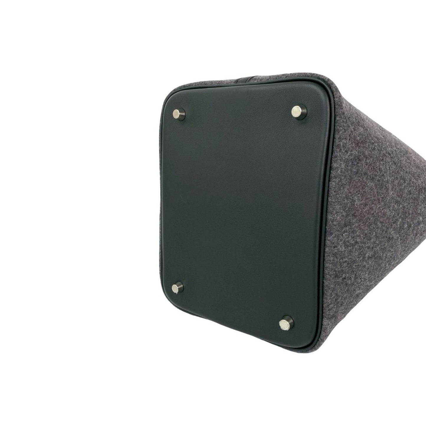 Unused Y-Stamped Hermes Picotin Lock Pm Felt And Swift Leather Handbag In Gray Black