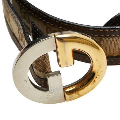 Gucci Gg Canvas Old Belt Size: 70 Beige Brown Leather