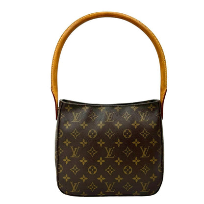 Louis Vuitton Vintage Looping Mm Monogram Leather Semi-One Shoulder Bag Brown 25709