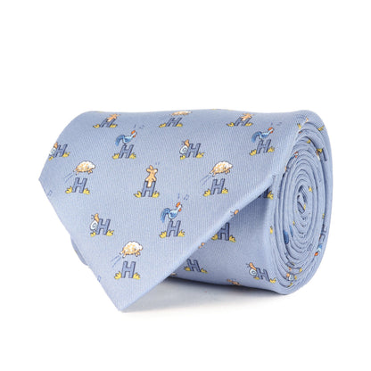 Hermes Men'S Animal H-Pattern Silk Tie
