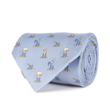 Hermes Men'S Animal H-Pattern Silk Tie