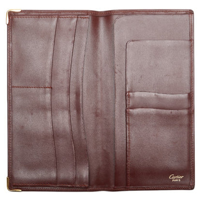 Cartier Must Line Long Wallet Wine Red Leather