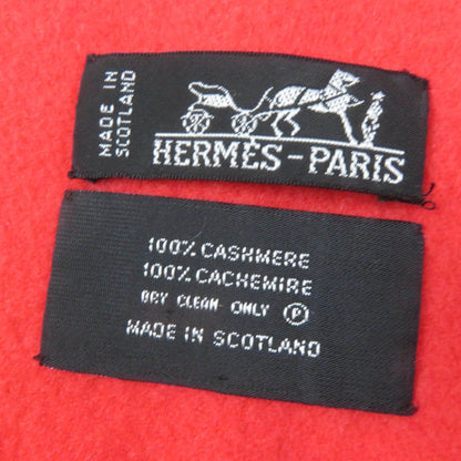 Hermes 100% Cashmere Shawl With Embroidered Logo And Fringe