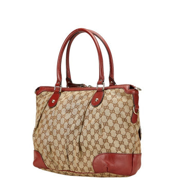 Gucci Gg Canvas Diamante Tote Bag/Shoulder Bag 2Way 285730 Beige/Red Leather
