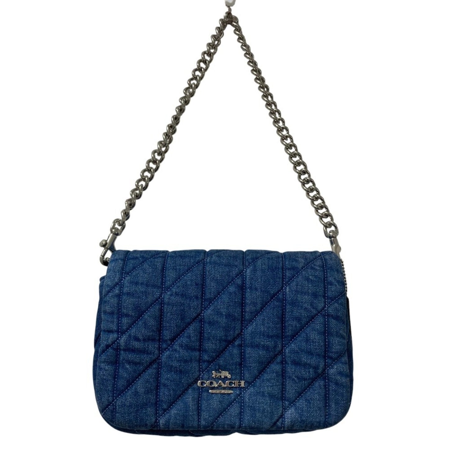 Coach Quilted Denim Chain Shoulder Bag Cak40 Blue