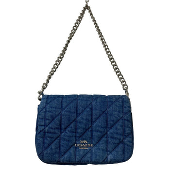 Coach Quilted Denim Chain Shoulder Bag Cak40 Blue
