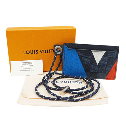 Louis Vuitton Men'S Damier Cobalt Canvas Business Card Case With America'S Cup Porte Carte Cord