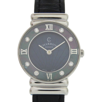 Unused Charriol 028Sbd1.361.574 Stainless Steel Leather Navy Quartz Wristwatch 1432 Charriol