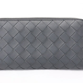 Bottega Veneta Intrecciato Zip Around Wallet Round 749427 Leather Gray K-157902
