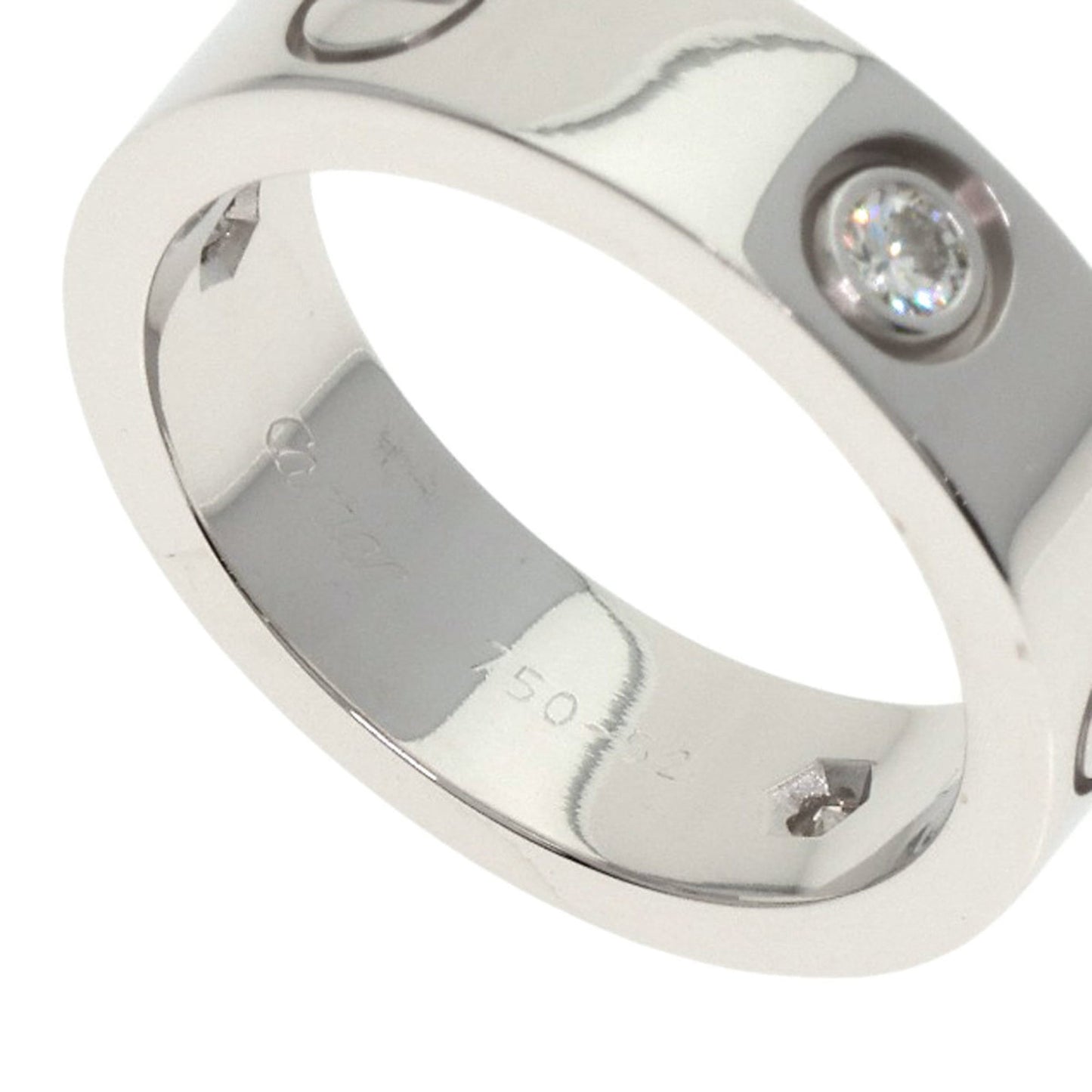 Cartier Love Ring 3P Diamond #52 18K White Gold