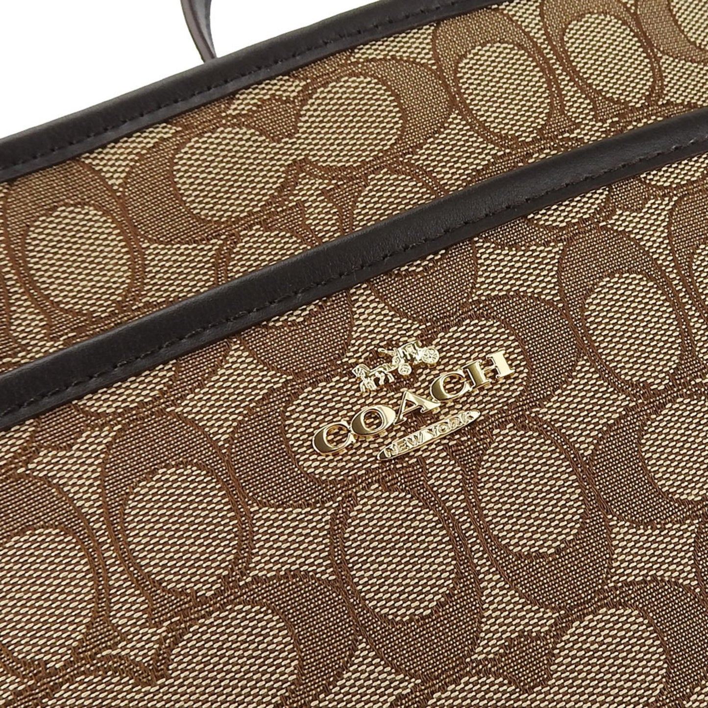Coach Shoulder Bag F29960 Signature Canvas Leather Beige Dark Brown