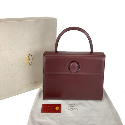 Cartier Must Line Wine Red Bordeaux Gold Hardware Leather Handbag