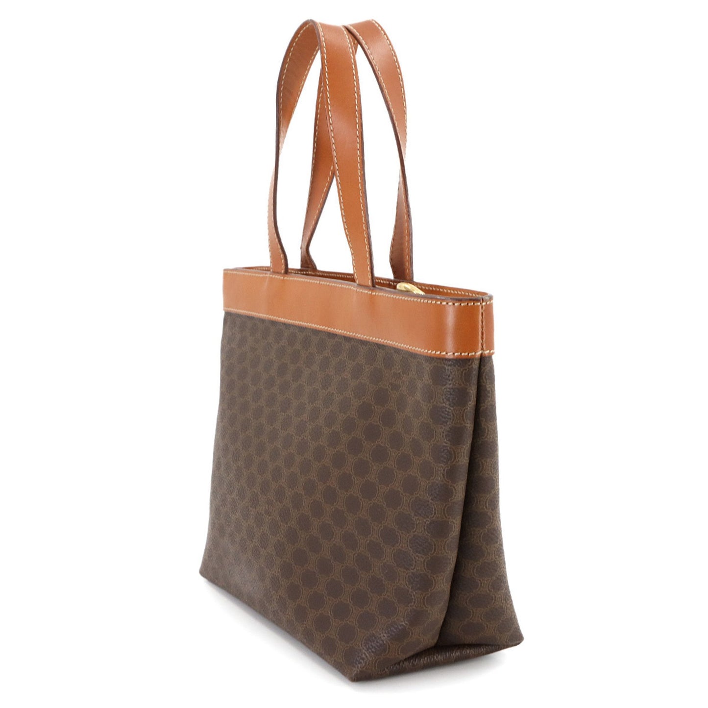 Celine Macadam Handbag In Brown Pvc Leather